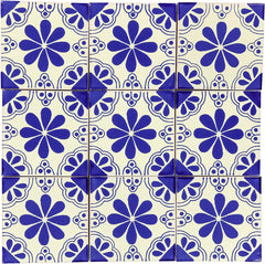 Mexican Talavera Ceramic Decorative Tile: Blue Isabel