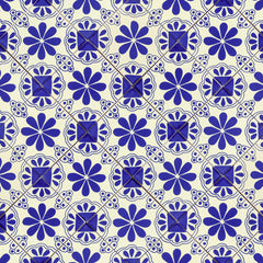 Mexican Talavera Ceramic Decorative Tile: Blue Isabel