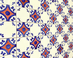Mexican Talavera Ceramic Decorative Tile: Puebla Terra Cotta