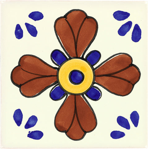 Mexican Talavera Ceramic Decorative Tile: Blue Seville