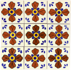 Mexican Talavera Ceramic Decorative Tile: Blue Seville