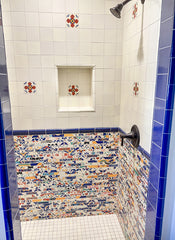 Mexican Talavera Ceramic Decorative Tile: Blue Seville