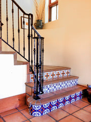 Mexican Talavera Ceramic Decorative Tile: Blue Seville