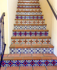 Mexican Talavera Ceramic Decorative Tile: Blue Seville