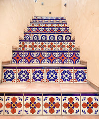 Mexican Talavera Ceramic Decorative Tile: Blue Seville