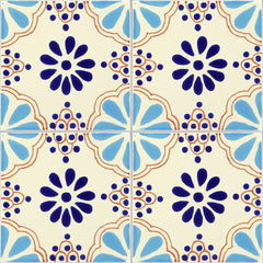 Talavera Ceramic Decorative Tile: Turquoise & Blue Lace