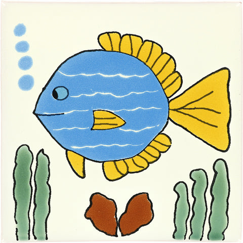 Talavera Ceramic Animal Tile: Turquoise Fish