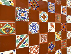 Mexican Talavera Ceramic Solid Tile: Rust