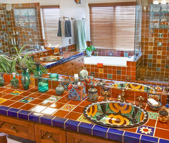Mexican Talavera Ceramic Solid Tile: Rust