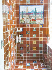 Mexican Talavera Ceramic Solid Tile: Rust
