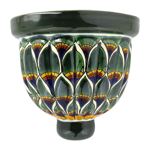 Green Peacock - Medium Ceramic Wall Planter