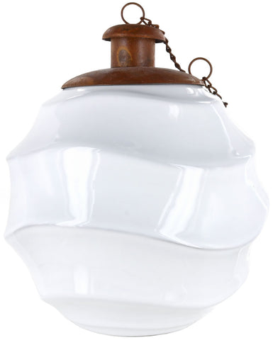 Waves White - Table Torch with Copper Top