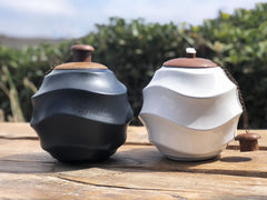 Waves White - Table Torch with Copper Top