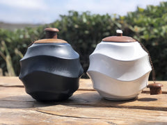 Waves Black - Table Torch with Copper Top