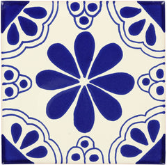 Mexican Talavera Ceramic Decorative Tile: Blue Isabel