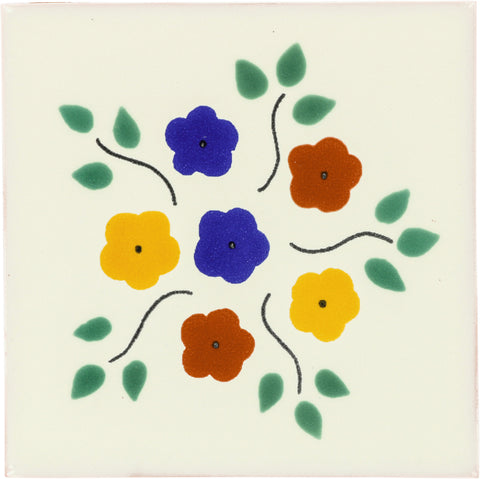 Mexican Talavera Ceramic Decorative Tile: Bouquet