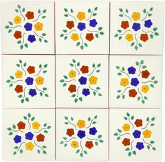 Mexican Talavera Ceramic Decorative Tile: Bouquet