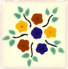 Mexican Talavera Ceramic Decorative Tile: Bouquet