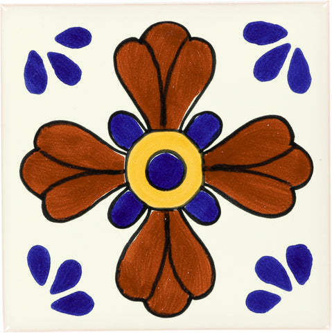 Mexican Talavera Ceramic Decorative Tile: Blue Seville