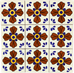 Mexican Talavera Ceramic Decorative Tile: Blue Seville