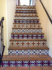 Mexican Talavera Ceramic Decorative Tile: Blue Seville