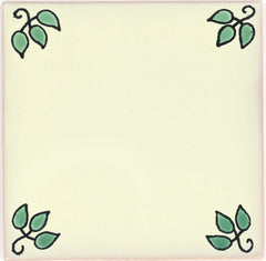 Mexican Talavera Ceramic Decorative Tile: Green Leaves