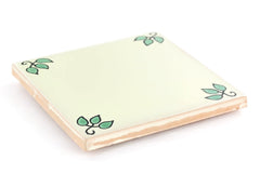 Mexican Talavera Ceramic Decorative Tile: Green Leaves