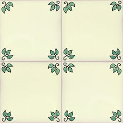 Mexican Talavera Ceramic Decorative Tile: Green Leaves