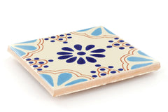 Talavera Ceramic Decorative Tile: Turquoise & Blue Lace