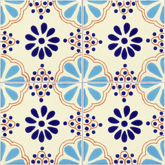Talavera Ceramic Decorative Tile: Turquoise & Blue Lace