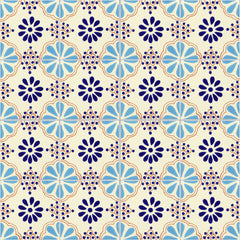 Talavera Ceramic Decorative Tile: Turquoise & Blue Lace
