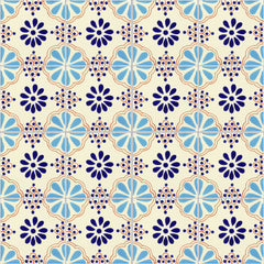 Talavera Ceramic Decorative Tile: Turquoise & Blue Lace