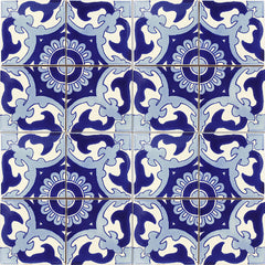 Mexican Talavera Ceramic Decorative Tile: Blue Capri