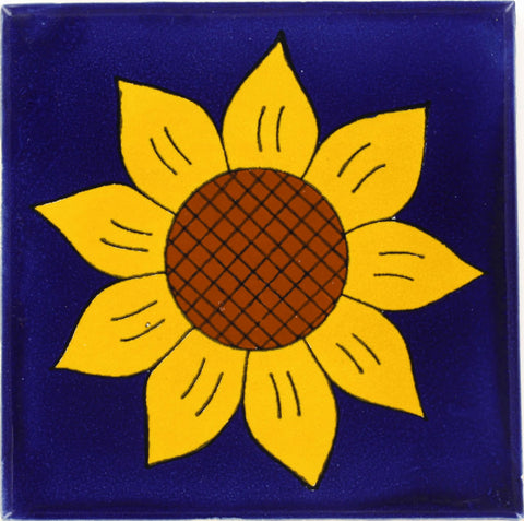 Talavera Ceramic Flower Tile: Sunflower 1
