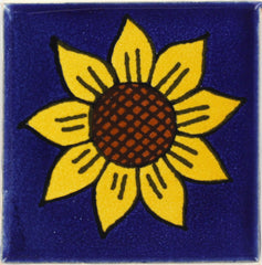 Talavera Ceramic Flower Tile: Sunflower 1