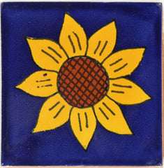 Talavera Ceramic Flower Tile: Sunflower 1