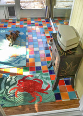 Mexican Talavera Ceramic Solid Tile: Red