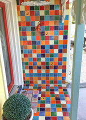 Mexican Talavera Ceramic Solid Tile: Red