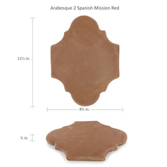 8.5 x 11.25 Unsealed Arabesque 2 - Spanish Mission Red Floor Tile