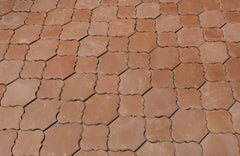 8.5 x 11.25 Unsealed Arabesque 2 - Spanish Mission Red Floor Tile