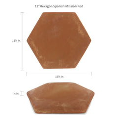 11.75 in. Unsealed Hexagon - Spanish Mission Red Floor Tile