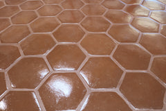 7.75 in. Unsealed Hexagon - Spanish Mission Red Floor Tile