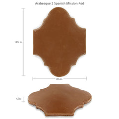 8.5 x 11.25 Sealed Arabesque 2 - Spanish Mission Red Floor Tile