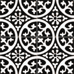 Santa Barbara Ceramic Decorative Tile: La Quinta Black & White 1 Gloss